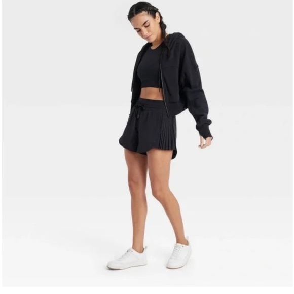 JoyLab women’s XXL  shorts high rise side pleat tie waist blue Athleisure NWT - Picture 8 of 12